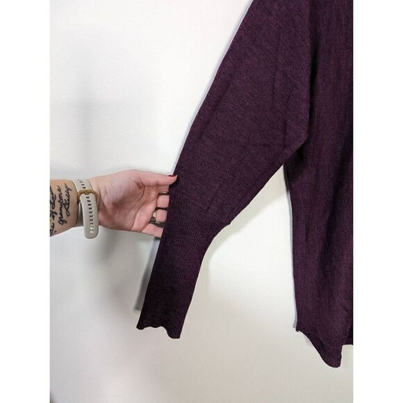 Max Studio Plum Purple 100% Extrafine Merino Wool Long Sleeve Top - Size L - Picture 3 of 5
